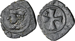Frederic III de Sicília (1296-1337). Sicília. Diner. (Cru.V.S. 586) (Cru.C.G. 2567h) (MIR.185). Leyendas flojas. 0,71 g. MBC.