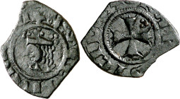 Pere II de Sicília (1337-1342). Sicília. Diner. (Cru.V.S. 604 var) (Cru.C.G. 2580 var) (MIR. 188). Rara. 0,74 g. MBC+.