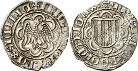 Frederic IV de Sicília (1355-1377). Sicília. Pirral. (Cru.V.S. 631) (Cru.C.G. 2612) (MIR. 194/17). Parte de brillo original. 3,22 g. MBC+.
