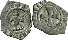 Frederic IV de Sicília (1355-1377). Sicília. Diner. (Cru.V.S. 668) (Cru.C.G. 2648e) (MIR. 204). 0,65 g. MBC/MBC+.