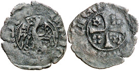 Frederic IV de Sicília (1355-1377). Sicília. Diner. (Cru.V.S. 678 var) (Cru.C.G. 2649 var) (MIR. 206). Leyendas flojas. 0,53 g. MBC-.