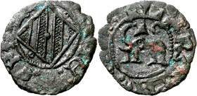 Frederic IV de Sicília (1355-1377). Sicília (Catània). Diner. (Cru.V.S. 705) (Cru.C.G. 2653a var) (MIR. 2). Escasa. 0,58 g. MBC+.