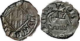 Frederic IV de Sicília (1355-1377). Sicília (Catània). Diner. (Cru.V.S. 706) (Cru.C.G. 2653b) (MIR. 1). Escasa. 0,73 g. MBC+.