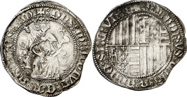 Alfons IV (1416-1458). Nàpols. Carlí. (Cru.V.S. 889 var) (Cru.C.G. 2933 var) (MIR. 54/6). Cospel ligeramente faltado. Limpiada. 3,58 g. MBC.