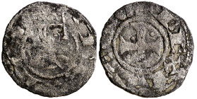 Fernando II (1157-1188). León. Dinero. (AB. falta) (M.M. F2:1.3). Oxidación. Muy rara. 0,76 g. (MBC-).