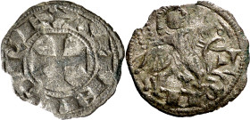Alfonso VIII (1158-1214). Toledo. Dinero. (AB. 179) (M.M. A8:7.3). Ligero defecto de cospel. Bella. Muy rara. 0,87 g. EBC-.