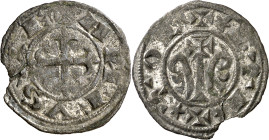 Alfonso VIII (1158-1214). Toledo. Dinero. (AB. 51, como Alfonso VII) (M.M. A8:16.4). Cospel ligeramente faltado. Vellón rico. 1,05 g. (EBC-).
