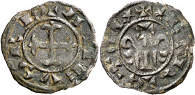Alfonso VIII (1158-1214). Toledo. Meaja. (AB. 52, como Alfonso VII) (M.M. A8:17.1). Buen ejemplar. Muy rara. 0,32 g. MBC+.