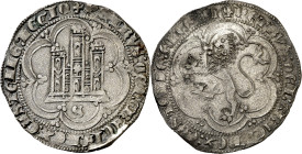Pedro I (1350-1368). Sevilla. ¿4 maravedís? de vellón. (AB. 386). Flor en la torre central. Buen ejemplar. Escasa así. 4,96 g. EBC-.