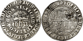 Juan I (1379-1390). Sevilla. Real. (AB. 539.1 var). Leves manchitas. 3,49 g. MBC+.