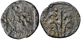 s/d. Carlos I. Valencia. 1 diner. (AC. 28) (Cru.C.G. falta). Rev: O-I. Anverso mal acuñado. Escasa. 0,56 g. BC-/BC+.