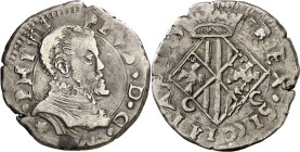 1565. Felipe II. Messina. CG. 1 tari. (Vti. 107) (MIR. 329/5). Escasa. 2,54 g. MBC.