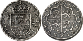 1621. Felipe III. Segovia. A. 4 reales. (AC. 797). Pátina. Rara. 12,48 g. MBC+.