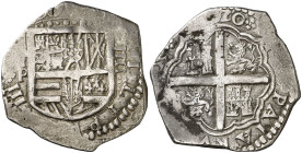 (1)620. Felipe III. Toledo. P. 4 reales. (AC. 858). El 2 de la fecha como Z. en la separación de leyendas. Buen ejemplar. Ex Colección Isabel de Trast...