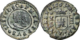 1663. Felipe IV. Cuenca. CA. 4 maravedís. (AC. 212). Escasa. 0,92 g. MBC-.