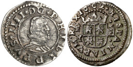 1662. Felipe IV. MD (Madrid). Y. 8 maravedís. (AC. 360) (J.S. M-333 var). Conserva parte del plateado original. Atractiva. Escasa así. 2 g. EBC-/EBC....