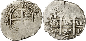 1654. Felipe IV. Potosí. E. 1 real. (AC. 756). EL. PERU visible. 3,25 g. MBC.