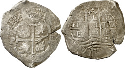 1660. Felipe IV. Potosí. E. 8 reales. (AC. 1524). Triple fecha, todas parciales. 26,21 g. (MBC-).