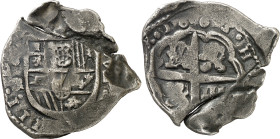 1665. Felipe IV. Sevilla. R. 8 reales. (AC. 1670.1) (J.S. 532, mismo ejemplar). Muy rara, no hemos tenido ningún ejemplar. 26,34 g. BC+.