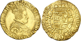 1640. Felipe IV. Amberes. Doble soberano. (Vti. 1530) (Vanhoudt 637.AN). Manipulada en la zona de la marca de ceca. Estuvo engarzada. Rara. 8,79 g. (M...