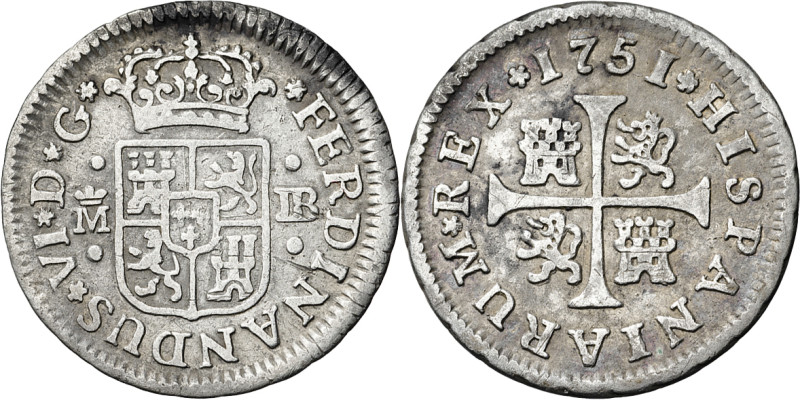 1751. Fernando VI. Madrid. JB. 1/2 real. (AC. 70). 1,25 g. MBC-.