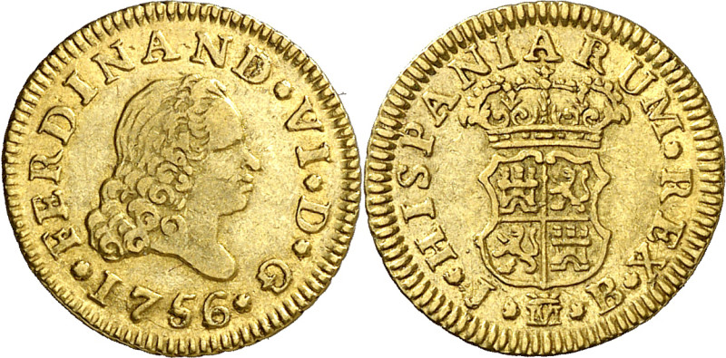 1756. Fernando VI. Madrid. JB. 1/2 escudo. (AC. 559). 1,78 g. MBC-/MBC.