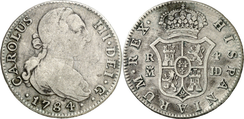 1784. Carlos III. Madrid. JD. 4 reales. (AC. 869). 13,21 g. BC+/MBC-.