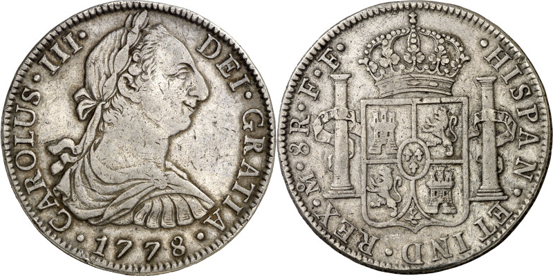 1778. Carlos III. México. FF. 8 reales. (AC. 1117). 26,72 g. MBC-/MBC.