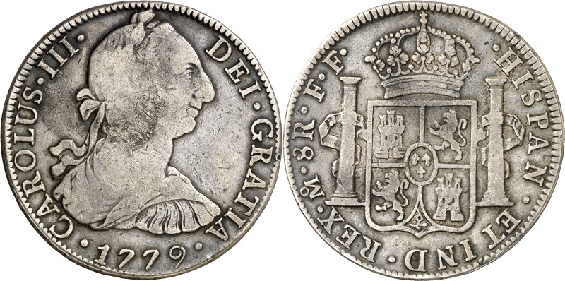 1779. Carlos III. México. FF. 8 reales. (AC. 1118). 26,61 g. BC+/MBC-.