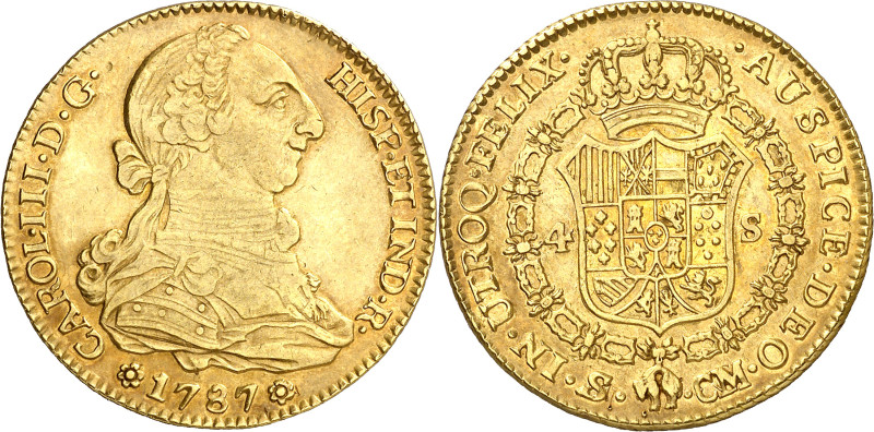 1787. Carlos III. Sevilla. CM/C. 4 escudos. (AC. 1901.1). Parte de brillo origin...