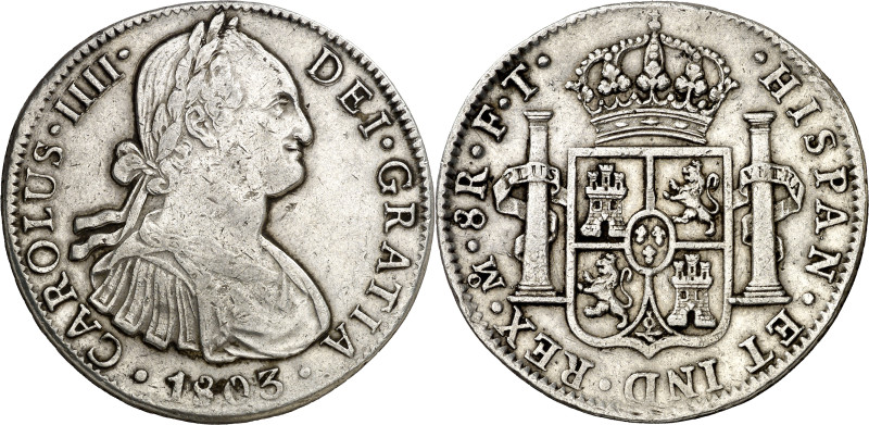 1803. Carlos IV. México. FT. 8 reales. (AC. 977). 26,95 g. MBC.