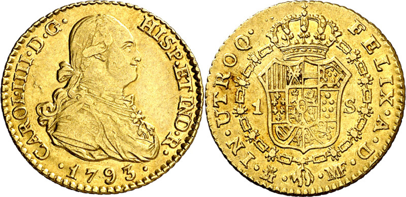 1793. Carlos IV. Madrid. MF. 1 escudo. (AC. 1110). 3,34 g. MBC/MBC+.