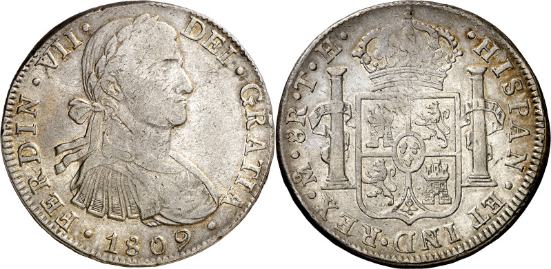 1809. Fernando VII. México. TH. 8 reales. (AC. 1308). Busto imaginario. 26,78 g....