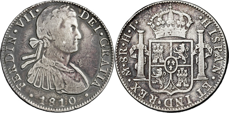 1810. Fernando VII. México. HJ. 8 reales. (AC. 1314). Busto imaginario. 26,69 g....