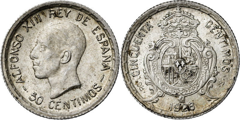 1926. Alfonso XIII. PCS. 50 céntimos. (AC. 50). 2,52 g. EBC+.