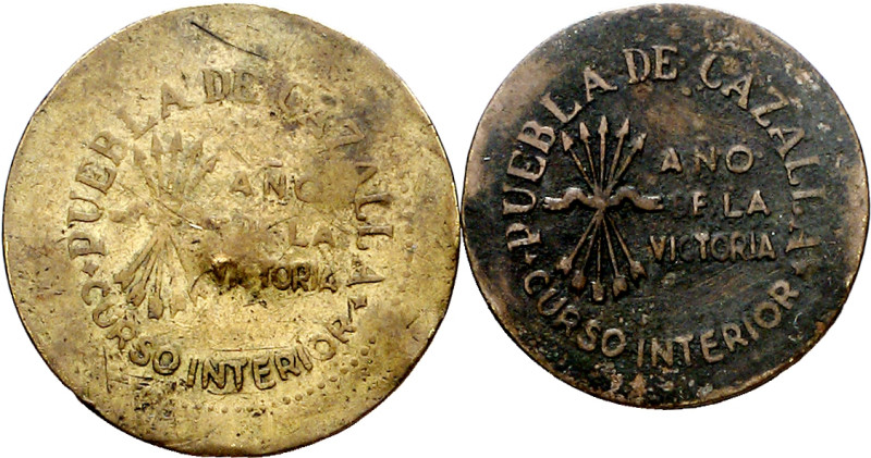 Puebla de Cazalla (Sevilla). 10 y 25 céntimos. (AC. 47 y 49). 2 monedas. BC+/MBC...