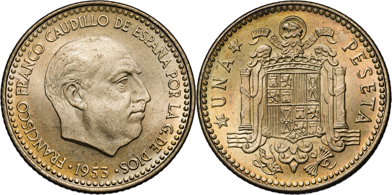 1953*1963. Franco. 1 peseta. (AC. 62). 3,65 g. S/C-.