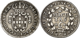 Angola. 1796. María I. 6 macutas. (Kr. 33). AG. 8,66 g. MBC.