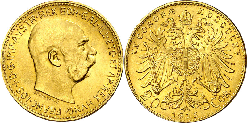 Austria. 1915. Francisco José I. 20 coronas. (Fr. 509R) (Kr. 2818). AU. 6,77 g. ...