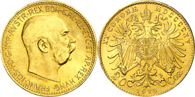 Austria. 1915. Francisco José I. 20 coronas. (Fr. 509R) (Kr. 2818). AU. 6,77 g. S/C-.