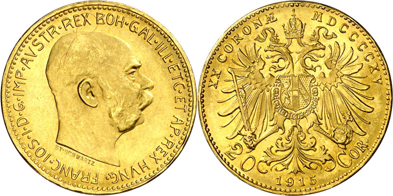 Austria. 1915. Francisco José I. 20 coronas. (Fr. 509R) (Kr. 2818). AU. 6,77 g. ...