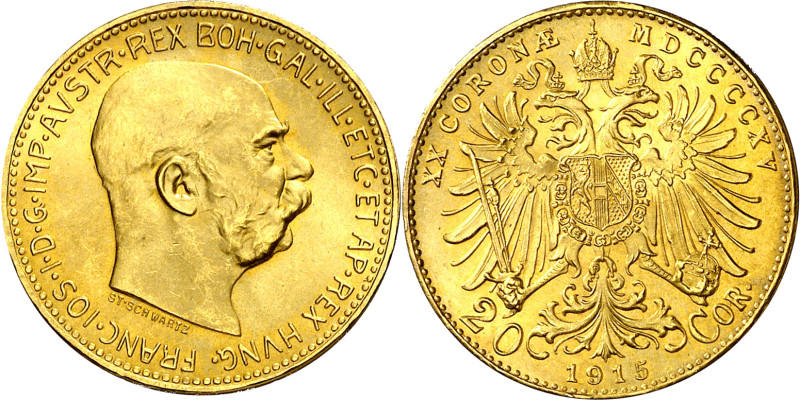 Austria. 1915. Francisco José I. 20 coronas. (Fr. 509R) (Kr. 2818). AU. 6,79 g. ...