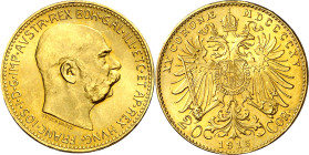Austria. 1915. Francisco José I. 20 coronas. (Fr. 509R) (Kr. 2818). AU. 6,79 g. S/C-.