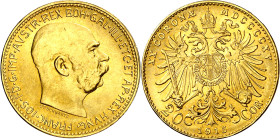 Austria. 1915. Francisco José I. 20 coronas. (Fr. 509R) (Kr. 2818). AU. 6,76 g. S/C-.