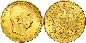 Austria. 1915. Francisco José I. 20 coronas. (Fr. 509R) (Kr. 2818). AU. 6,78 g. S/C-.