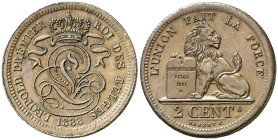 Bélgica. 1833. Leopoldo I. 2 céntimos. (Kr. 4.1). Bella. Rara así. CU. 4,22 g. S/C-.