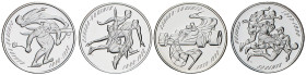 Canadá. 1998. Isabel II. 50 centavos (cuatro). (Kr. 314, 315, 327 y 328). Deportes. Serie de 4 estuches oficiales. AG. Proof.