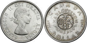 Canadá. 1964. Isabel II. 1 dólar. (Kr. 58). Centenario de la conferencia de Quebec en Charlottetown. AG. 23,23 g. EBC-.