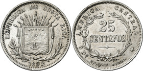 Costa Rica. 1892. 25 centavos. (Kr. 130). AG. 6,31 g. EBC.