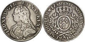 Francia. 1730. Luis XV. X (Amiens). Écu aux branches d'olivier. (Kr. 486.23) (Gadoury 321). AG. 29,17 g. MBC.